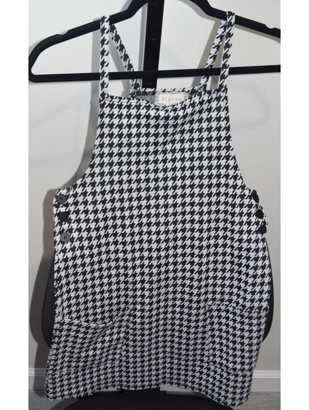 btween Girls Tweens Black and White Houndstooth Pinafore Jumper Dress Size 10